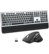 Wireless Keyboard and Mouse Combo, 2-in-1 USB Receiver &amp; Dual Bluetooth, Scissor-Switch Keys, Sma...