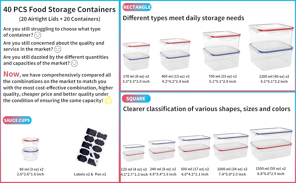 Food Storage Containers with Lids Airtight