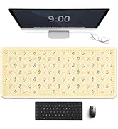 PailailaiNest Floral Aesthetic Yellow Mouse Pad Large,35.4" × 15.7" Cute Girly Desk Mat,Non-Slip ...