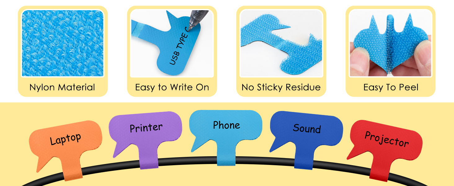 7 cable cord labels for electronics with NFC tags stickers
