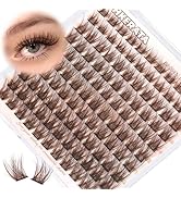 PHKERATA Brown Lash Clusters Wispy Brown Eyelash Clusters Wispy Lashes Clusters Natural C Curvatu...