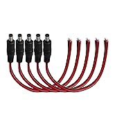 5.5mm x 2.1mm DC Power Terminal Cable 5-Pack, 14AWG 0.8FT with Male Barrel Connector for CCTV Cam...