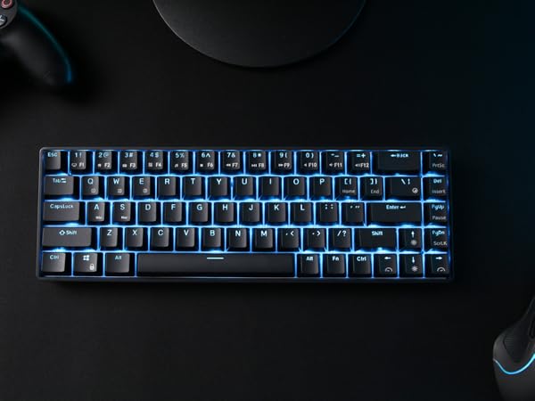 Hot-Swappable 65% Wireless Mechanical Keyboard, 60% 68 Keys Compact Bluetooth Gaming Keyboard