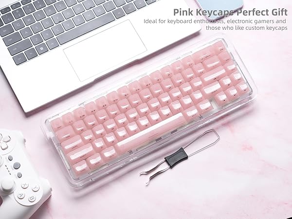 Womier Keycaps Jelly Pink - Ceramic Keycaps Style, Clear Keyboard Key Cap