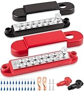 12V 150A Power Distribution Block, 1/4" Marine Bus Bar, Red and Black, Battery Terminal Block for...