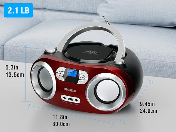 Portable CD Player Boombox with Item dimensions