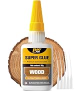Wood Super Glue Liquid, Clear Instant Cyanoacrylate Adhesive for Wood Crafts Repair Woodworking, ...