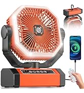 Battery Powered Fan - 9-Inch Rechargeable Fan Portable, 20000mAh(60Hrs) Camping Fans for Tent, Au...