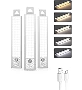 8 Inch Under Cabinet Lighting, 3Pack 5CCT Dimmable Closet Lights, Motion Sensor LED Lights of Bat...