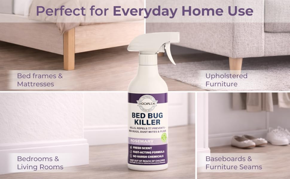 EGOFLEX Bed Bug Killer for bed frames, mattresses, furniture, baseboards, and living areas.