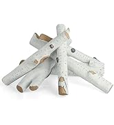Ceramic Gas Logs, 6PCS Gas Fireplace Logs, Large Fireplaces Wood Logs for Indoor, Outdoor Firepla...