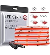 BTF-LIGHTING FCOB COB LED Strip Red Color 480LEDs/m 16.4FT DC12V Flexible High Density Uniform Li...