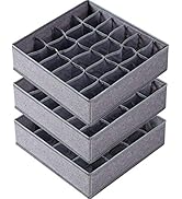 Criusia 3 Pack Sock Underwear Organizer Dividers, 64 Cell Fabric Foldable Cabinet Closet Organize...
