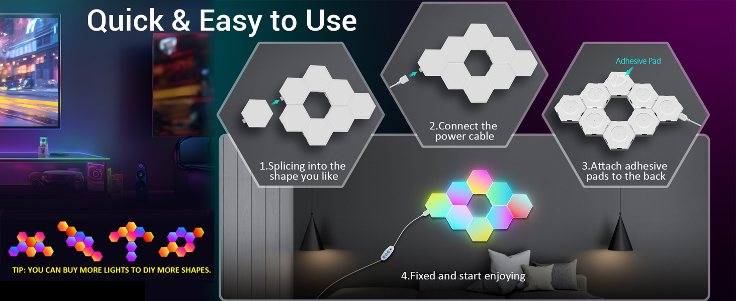 how to install hexagon lights