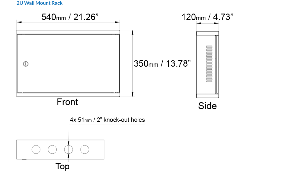 2U Wall Mount Cabinet Dimensions
