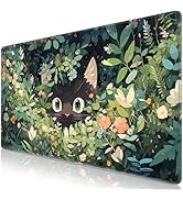 Canjoy Cute Black Cats Anime Mouse pad, 31.5x15.7inch Kawaii Computer Keyboard Mat Extended Large...