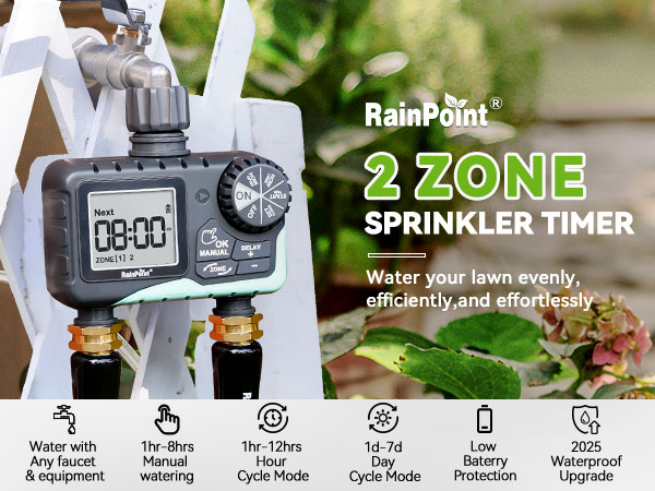 2 zone sprinkler timer