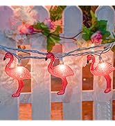 Goothy 8.5Ft Pink Flamingo String Lights, Summer Patio Outdoor String Lights with 10 Mini Flaming...