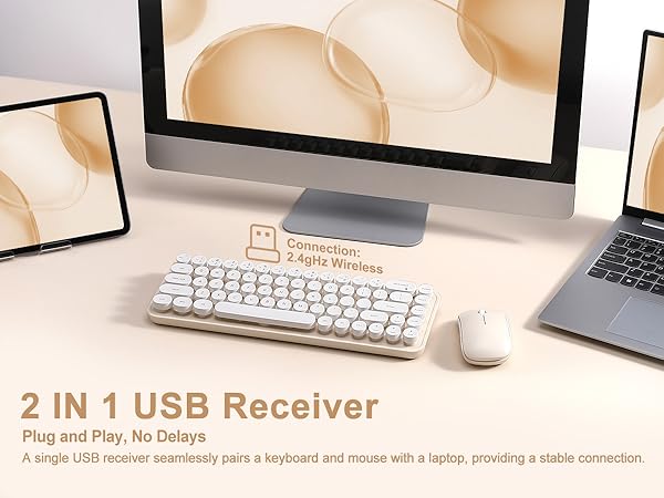 i68 Wireless Typewriter Keyboard and Mouse Combo