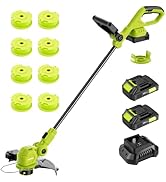 JAGROM 12-inch Cordless String Trimmer with Fast Charger, 2 X 2.0Ah Battery Powered Weed Wacker w...