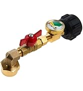 Lemfema QCC1 Propane Refill Elbow Adapter with Propane Tank Gauge, 90 Degrees Propane Refill Pres...