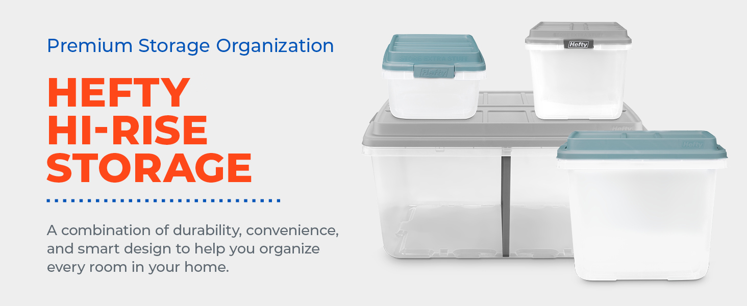 Hefty Hi-Rise storage containers for organized home storage
