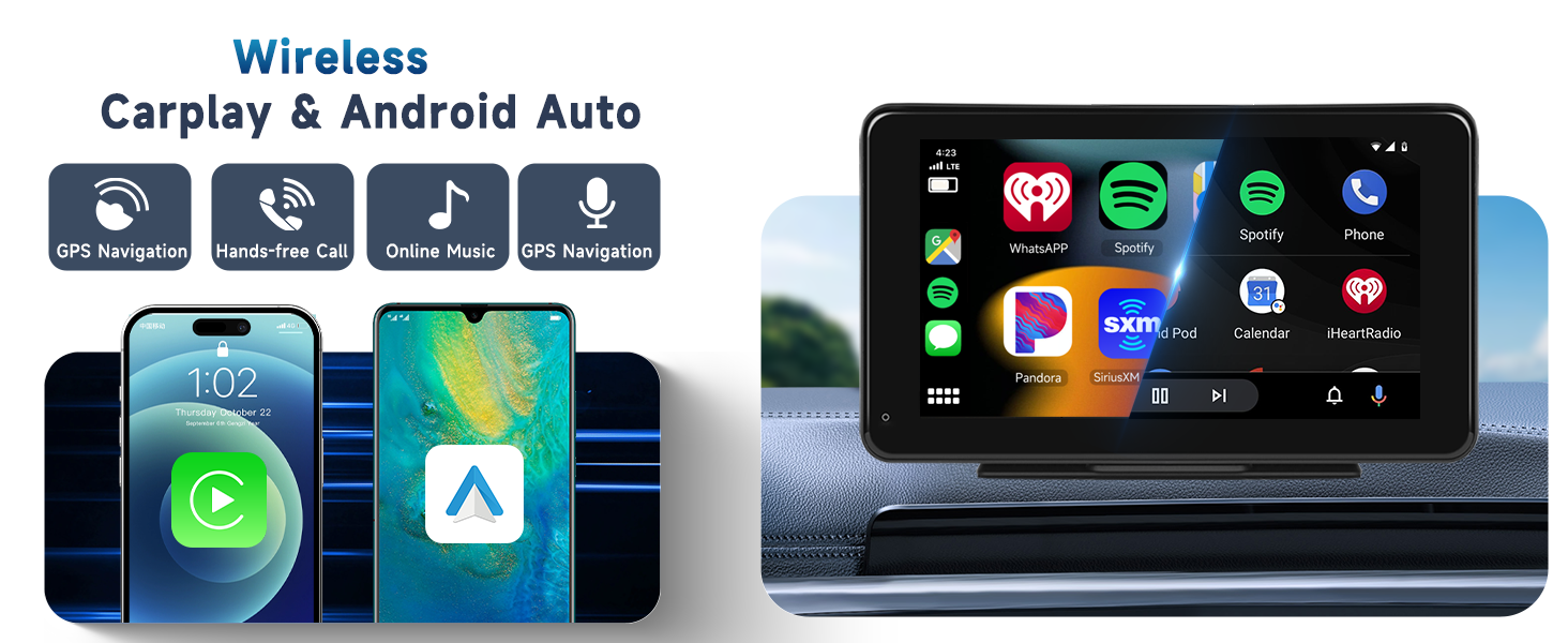 Wireless Car Stereo Compatable with Apple CarPlay and Android Auto