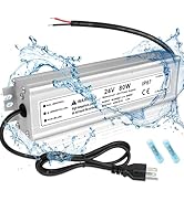 24V LED Power Supply, 3.3A 80W LED Driver Waterproof IP67, 90-265V AC to 24V DC Power Supply Conv...