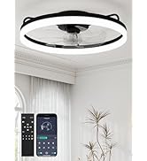 Aphyni Ceiling Fans with Lights and Remote, 20'' Low Profile Ceiling Fan, 1-6 Wind Speeds, APP Co...