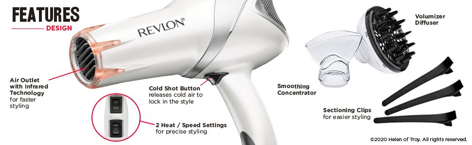 hair dryer; hair dryers; blow dryer; blow dryers; infrared heat; lightweight; revlon; fast dry