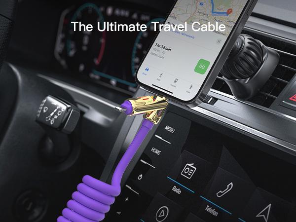 MFish 4-in-1 Coiled Universal Charging Cable with Carrying Case