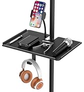 Multi-Functional Metal Microphone Stand Tray with Phone Holder - Universal Mic Stand Tray Shelf C...