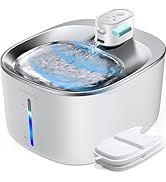 Wireless Cat Water Fountain Battery Operated, FEELNEEDY 4L/135 fl oz Pet Water Fountain for Cats ...