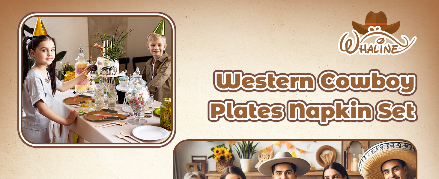 90Pcs Western Cowboy Plates Napkin Set