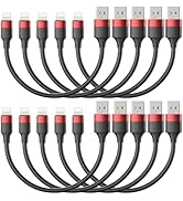 Bkduice 1ft Short iPhone Charger Cable 10 Pack Bulk, Multipack USB A to Lightning Cord 12 inch, S...