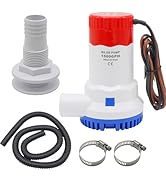 YQMIGU 1500 Gph Bilge Pump 12 Volt Has A Quiet Sound, With 1-1/8 Inch Bilge Pump Hose 6FT, 2PCS S...