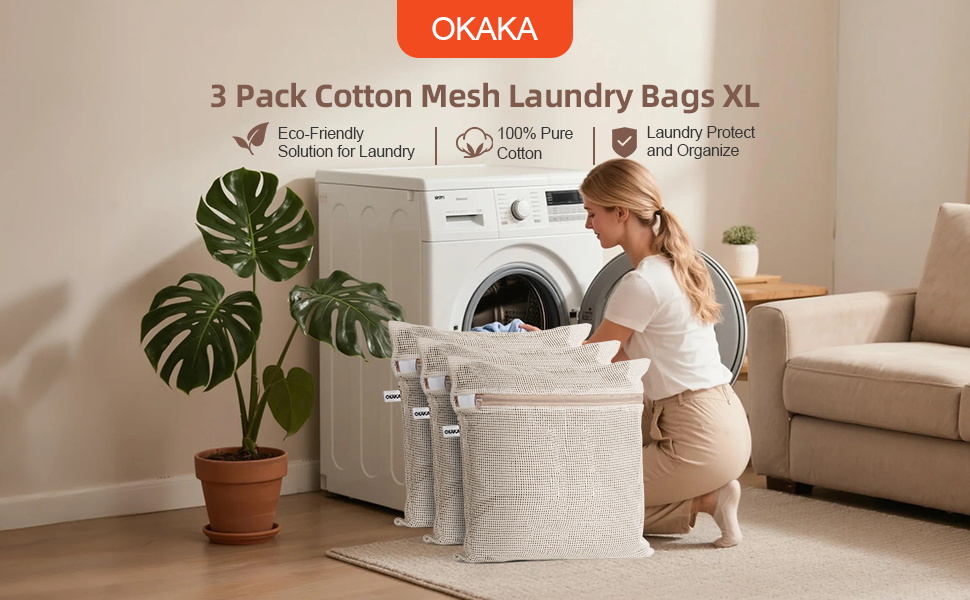 3 pack cotton mesh laundry bags xl