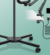 KMDES 2 in 1 Floor Magnifying Glass with Light and Stand, Three-axis Rotation Infinite Color Dimm...