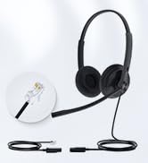 Yealink Phone Headsets for Office Phones YHS34 Lite QD to RJ9 Wired Headset for Yealink Compatibl...