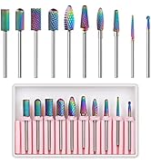 Makartt Nail Drill Bits Set:10Pcs Dimond Tungsten Carbide Nails Bits,3/32 Inch for Acrylic Gel Na...