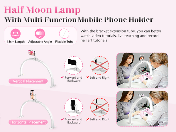 half moon light with phone holder