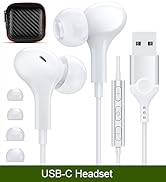 USB Headphones with Microphone for Laptop, 7.5ft Magnetic Wired Earbuds Noise Isolation in-Ear Ea...