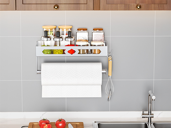 wall mount paper towel holder with shelf