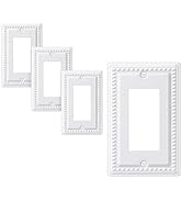 DEWENWILS 4 Pack Metal Outlet Covers, Outlet Wall Plates, Classic White Finish Light Switch Cover...