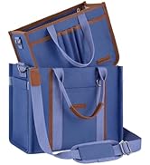 FIORETTO Women’s Canvas Tote Bag Purse with Zipper, Multi Compartment &amp; Reinforced Bottom, Ideal ...