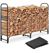 MoNiBloom 4 ft Firewood Rack Outdoor with Cover, Fire Wood Pile Storage with Waterproof Cover, 44...