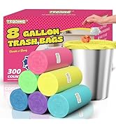T.FORING 8 Gallon Trash Bags - 300 Count Heavy Duty Medium Garbage Bags 30 Liter Unscented 0.94 M...