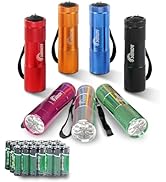 Sunloy 7-Pack 9 LED Mini Flashlight Set, Compact Portable Torch Assorted 7 Colors, Perfect for Cl...
