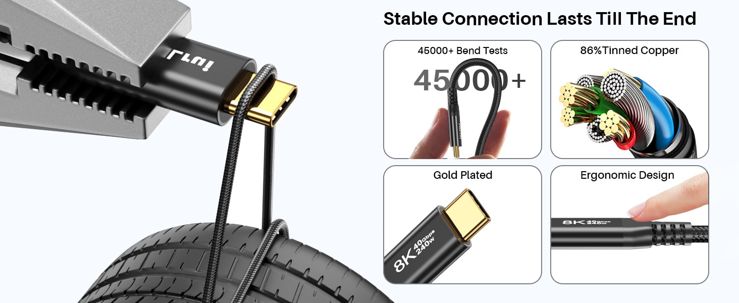 Anti-interference and anti-bending durable usb c cable