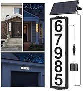 Solar Backlit Address Sign with Separate Solar Panel, IP65 Waterproof LED Lighted House Number Pl...